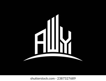 Letter AWY building vector monogram logo design template. Building Shape AWY logo.