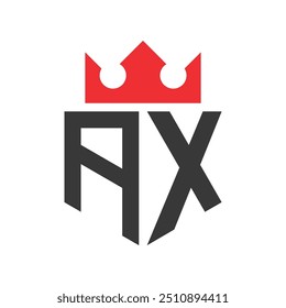 Letra AX Crown Logo. Crown on Letter AX Logo Design Template