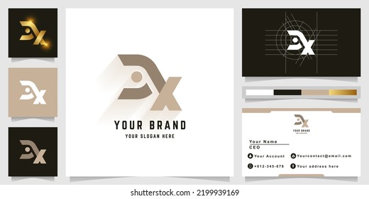 Letter aX or cX monogram logo with business card design