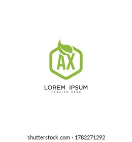 Letter AX eco leaf logo icon design template elements