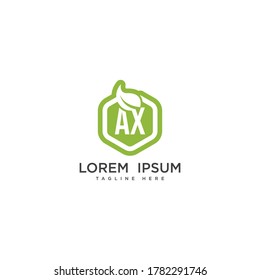 Letra AX elementos de plantilla de diseño de iconos de logotipo de hoja ecológica
