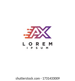 letter AX fast moving logo icon design template elements