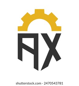 Letra AX Gear Logo Diseño para Centro de Servicio, Reparación, Fábrica, Industrial, Digital y Mecánico
