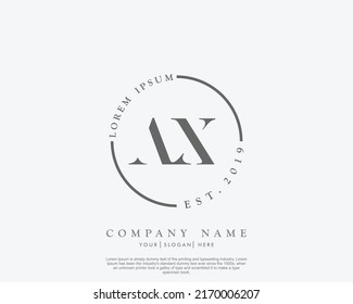 Letter AX Initial handwriting logo with signature and hand drawn style.