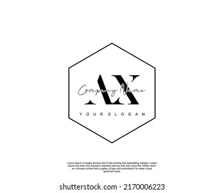 Letter AX Initial handwriting logo with signature and hand drawn style.