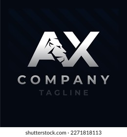 Letter AX Lion Head Initial Logo Design