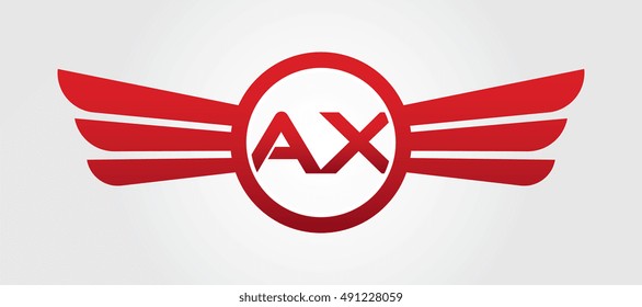 Letter AX Logo Winged Red Color