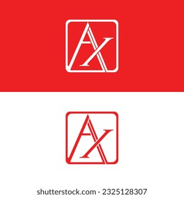 Letter AX with square logo design template vector. designs concept, logos, logotype element for template.
