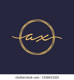 Letter AX or A X Initial with circle handwriting concept. handwriting logo of initial signature, wedding, fashion, jewelry, boutique, and botanical with creative template for any company or business -