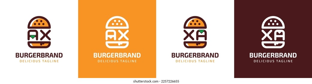 Letter AX and XA Burger Logo, suitable for any business related to burger with AX or XA initials.