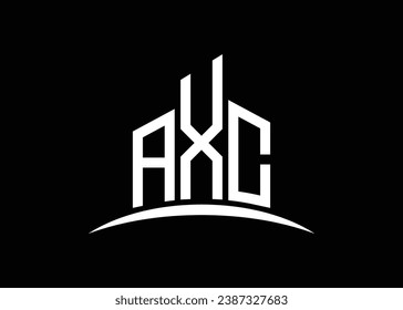 Letter AXC building vector monogram logo design template. Building Shape AXC logo.