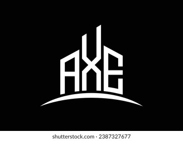 Letter AXE building vector monogram logo design template. Building Shape AXE logo.