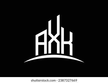 Letter AXK building vector monogram logo design template. Building Shape AXK logo.
