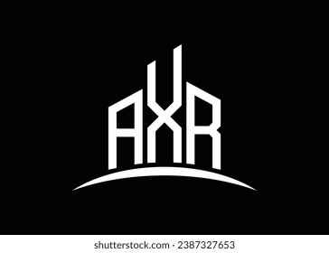 Letter AXR building vector monogram logo design template. Building Shape AXR logo.