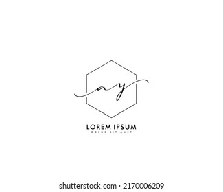 Letter AY Initial handwriting logo with signature and hand drawn style.