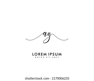 Letter AY Initial handwriting logo with signature and hand drawn style.