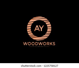 Letter AY initial wood logo vector