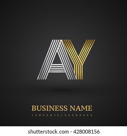 Letter AY linked logo letter  design. Elegant silver and golden colored symbol for your business name or company identity.