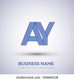 Letter AY linked logo design. Elegant blue colored, symbol for your business name or company identity.