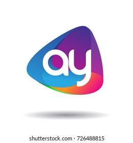 Letter AY logo with colorful splash background, letter combination logo design for creative industry, web, business and company.