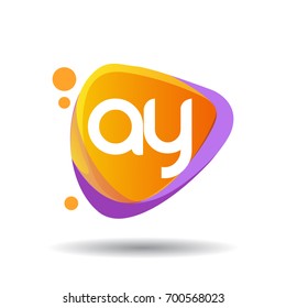 Letter AY logo in triangle splash and colorful background, letter combination logo design for creative industry, web, business and company.