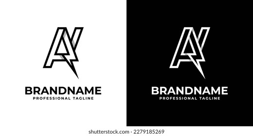Letter AY Thunderbolt Logo, suitable for any business with AY or YA initials.