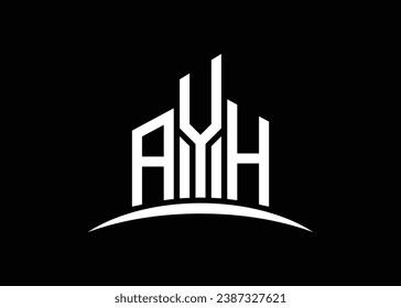 Letter AYH building vector monogram logo design template. Building Shape AYH logo.