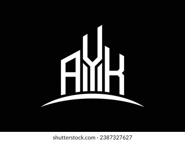 Letter AYK Building Vektorgrafik Monogram Logo Design Template. Building Shape AYK Logo.
