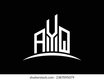 Letra AYQ construcción de la plantilla de diseño del logotipo del monólogo del vector. Construyendo el logotipo AYQ Shape.