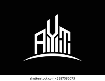 Letter AYT building vector monogram logo design template. Building Shape AYT logo.