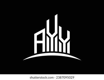 Letter AYY building vector monogram logo design template. Building Shape AYY logo.