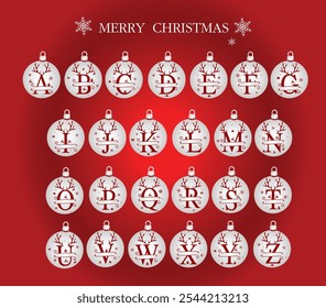 Letter a-z Christmas Monogram,  with Christmas symbols, Christmas logo, Christmas Design for Print