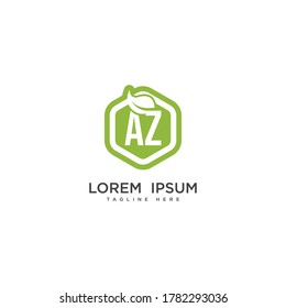 Letter AZ eco leaf logo icon design template elements