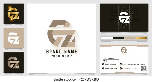 Logotipo de monograma Carta az o Gz con diseño de tarjeta de visita
