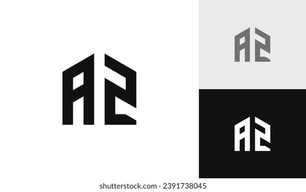 Letter AZ with house shape logo design