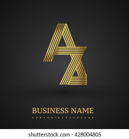 Letter AZ linked logo design. Elegant golden colored symbol for your business or company identity.