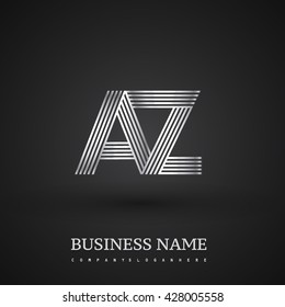 Letter AZ linked logo design. Elegant silver colored symbol for your business or company identity.