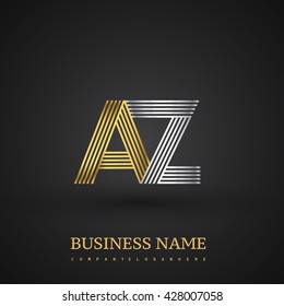 Letter AZ linked logo design. Elegant silver and golden colored symbol for your business or company name and corporate identity.