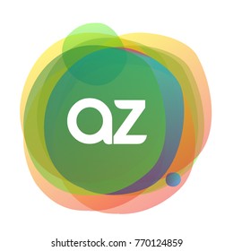 Letter AZ logo with colorful splash background, letter combination logo design for creative industry, web, business and company.

