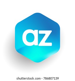 Letter AZ logo in hexagon shape and colorful background, letter combination logo design for business and company identity.
