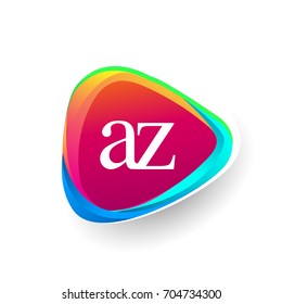 Letter AZ logo in triangle shape and colorful background, letter combination logo design for company identity.