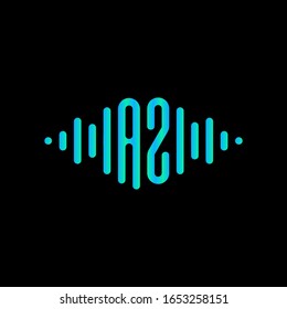 letter AZ with Pulse music player element. 