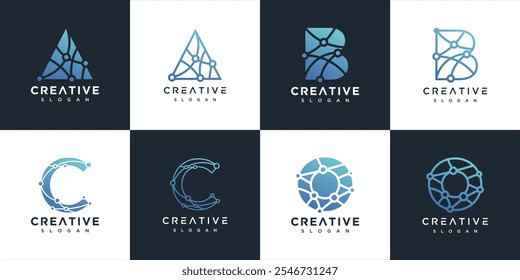 coleção de modelos de design de logotipo de tecnologia a-z da letra.	
