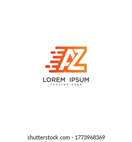 Letter AZ ZA fast moving logo icon design template elements