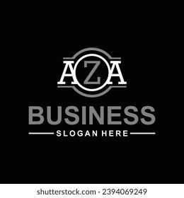 letter AZA linked circle uppercase monogram logo, elegant and Professional icon on black background.