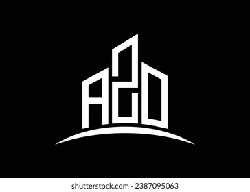 Letter AZO building vector monogram logo design template. Building Shape AZO logo.