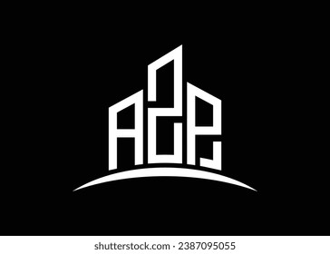 Letter AZP building vector monogram logo design template. Building Shape AZP logo.