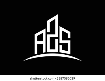 Letter AZS building vector monogram logo design template. Building Shape AZS logo.
