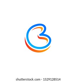 letter b with 3d effect logo design 