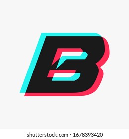 Letter B With 3d Glitch Effect